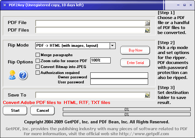 Screenshot of PDF2Any